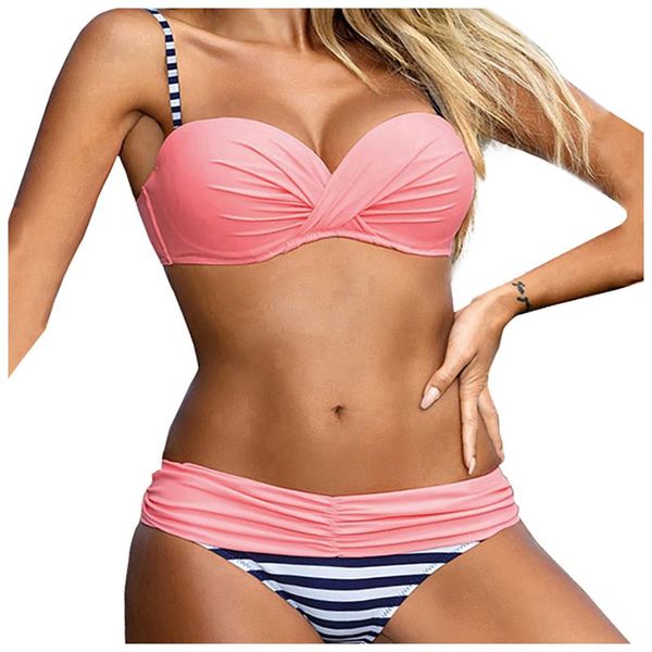 women's swimwear fashion hard bag stripe splicing high waist bikini swimsuit women bathing suit beach wear, White;black
women's swimwear fashion hard bag stripe splicing high waist bikini swimsuit women bathing suit beach wear, White;black