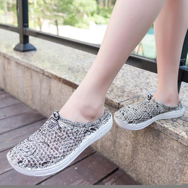 women sandals hollow out casual breathable slippers ladies comfortable beach flats shoes d#4, Black