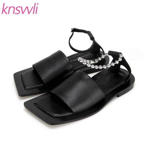 retro square toe flat sandals woman black white leather one strap sandalias mujer ankle chain asymmetry summer shoes
retro square toe flat sandals woman black white leather one strap sandalias mujer ankle chain asymmetry summer shoes