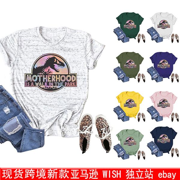 century drs colorful dinosaur printed letter t-shirt short sleeve women's wear, Black;brown
century drs colorful dinosaur printed letter t-shirt short sleeve women's wear, Black;brown