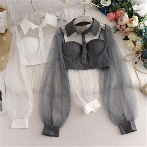 women's blouses & shirts 2021 korean lady women halter backless shirt blusas mujer de moda gauze patchwork lantern sleeve blouse short, White
women's blouses & shirts 2021 korean lady women halter backless shirt blusas mujer de moda gauze patchwork lantern sleeve blouse short, White