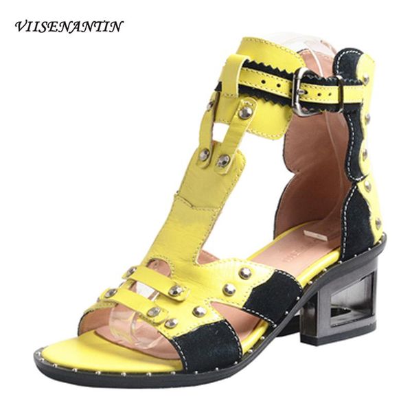 sandals genuine women's shoes thick heel 2021 summer one-word buckle open toe color matching rivet leather, Black
sandals genuine women's shoes thick heel 2021 summer one-word buckle open toe color matching rivet leather, Black