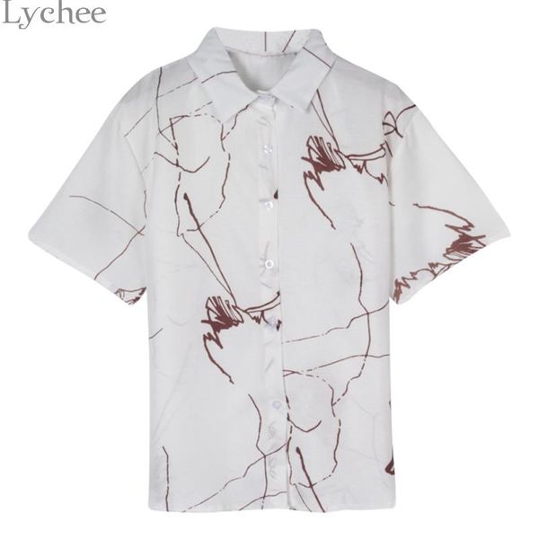 women's blouses & shirts lychee summer women bone fingers print blouse short sleeve turn down collar casual loose female, White
women's blouses & shirts lychee summer women bone fingers print blouse short sleeve turn down collar casual loose female, White
