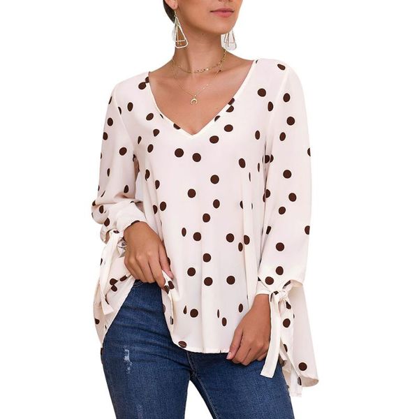 women's t-shirt women bohemian style polka dot v-neck long sleeve shirt loose slim up shirts casual ladies summer beach holiday, White
women's t-shirt women bohemian style polka dot v-neck long sleeve shirt loose slim up shirts casual ladies summer beach holiday, White