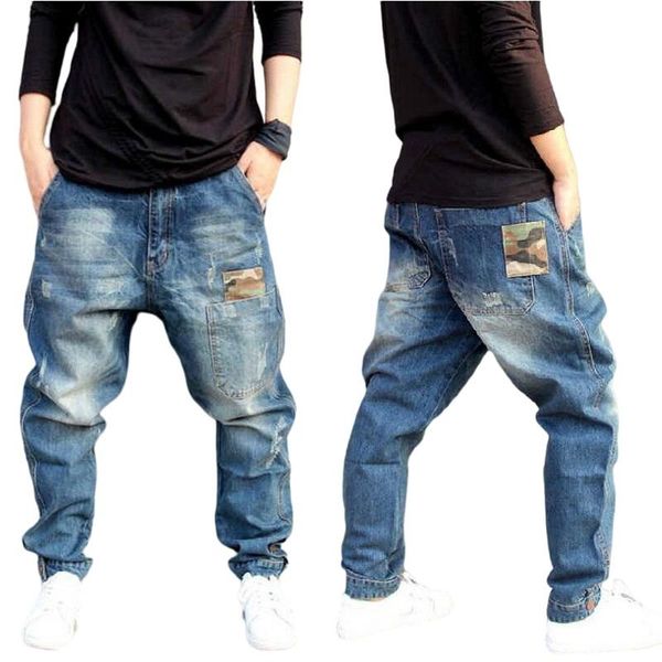 men's jeans harem small feet men casual denim pants camouflage patch hip hop street style fashion loose baggy, Blue
men's jeans harem small feet men casual denim pants camouflage patch hip hop street style fashion loose baggy, Blue