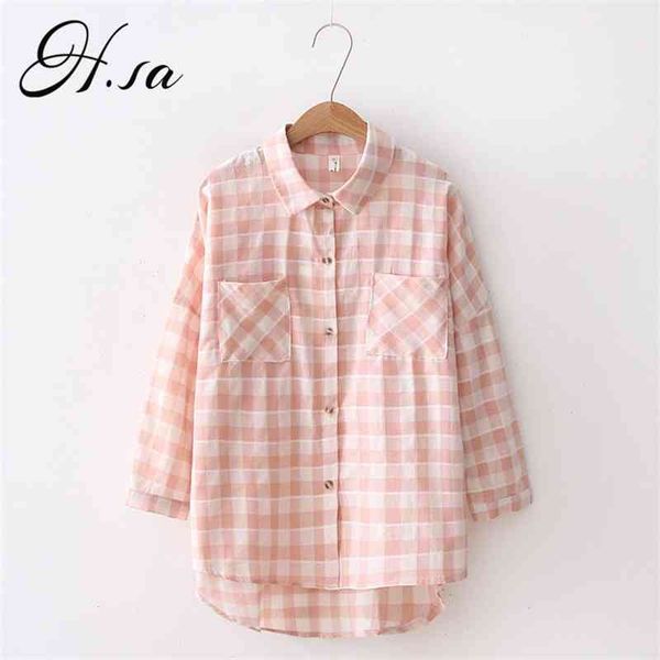 h.sa ropa mujer women casual pink blouses long sleeve cute ladies and boho clothing summer plaid shirts 210417, White
h.sa ropa mujer women casual pink blouses long sleeve cute ladies and boho clothing summer plaid shirts 210417, White
