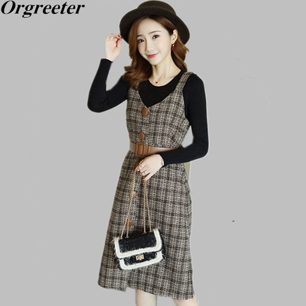 tweed plaid strap dress suit female fall winter o-neck and single-breasted knee-length dress 2 piece set belt 210525, White
tweed plaid strap dress suit female fall winter o-neck and single-breasted knee-length dress 2 piece set belt 210525, White