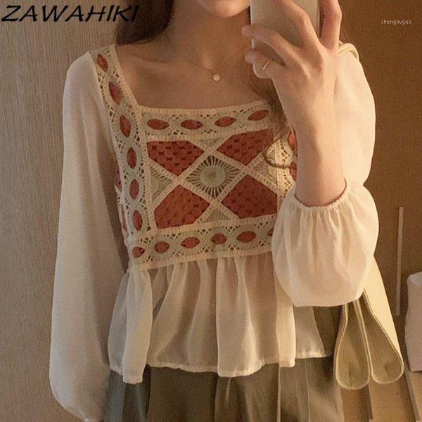 women's blouses & shirts zawahiki women clothes vintage puff sleeve blouse fashion korean loose ruffles square collar blusas patchwork, White
women's blouses & shirts zawahiki women clothes vintage puff sleeve blouse fashion korean loose ruffles square collar blusas patchwork, White