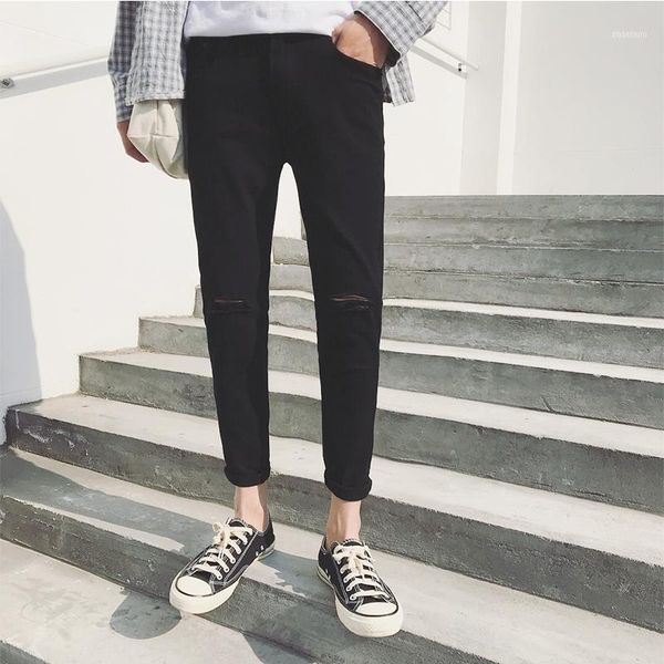 cropped jeans for men: slim and versatile fit1, Black