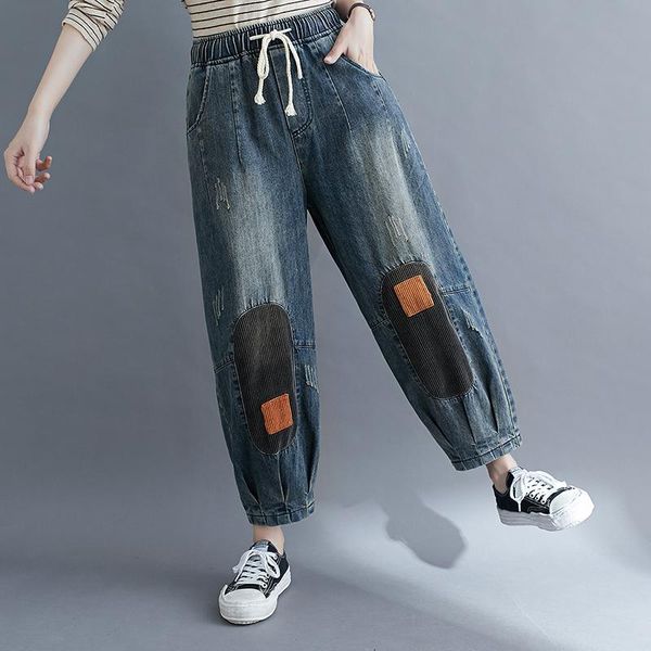 women's jeans autumn women patchwork pockets elastic waist 2021 big size casual korean denim trousers, Blue
women's jeans autumn women patchwork pockets elastic waist 2021 big size casual korean denim trousers, Blue