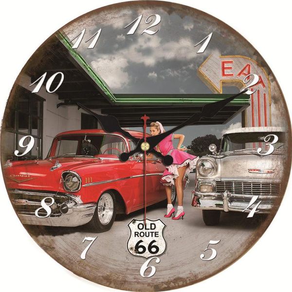 creative motion route 66 old car design round wooden wall clock vintage retro decoration garage clocks
creative motion route 66 old car design round wooden wall clock vintage retro decoration garage clocks