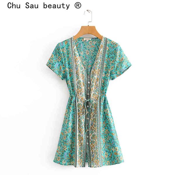beauty boho vintage floral print mini dress women holiday single breasted summer dresses mujer vestido de moda 210514, Black;gray
beauty boho vintage floral print mini dress women holiday single breasted summer dresses mujer vestido de moda 210514, Black;gray