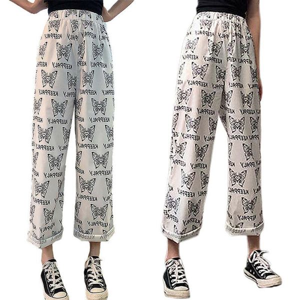 women's pants & capris women casual butterfly print elastic waist wide leg loose pant trousers bottoms, Black;white
women's pants & capris women casual butterfly print elastic waist wide leg loose pant trousers bottoms, Black;white