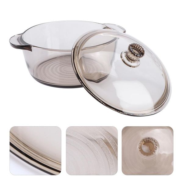 bowls 1pc glass storage container with lid noodle bowl for home (light brown)