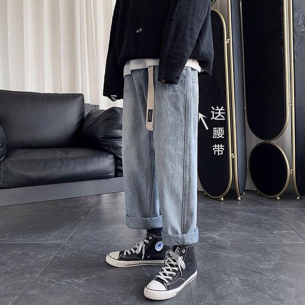 spring retro trendy jeans men's korean casual loose straight student versatile trend 9-point pants, Blue
spring retro trendy jeans men's korean casual loose straight student versatile trend 9-point pants, Blue