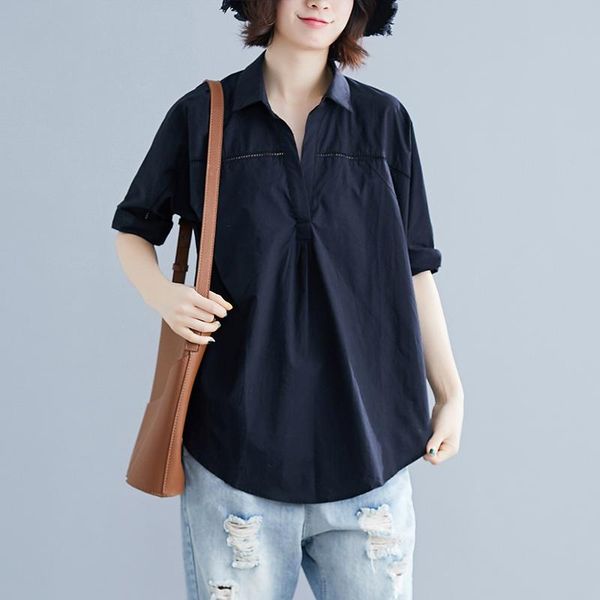 oversized loose cotton women blouse 2021 summer turn-down collar v-neck half sleeved female pulls women's blouses & shirts, White
oversized loose cotton women blouse 2021 summer turn-down collar v-neck half sleeved female pulls women's blouses & shirts, White