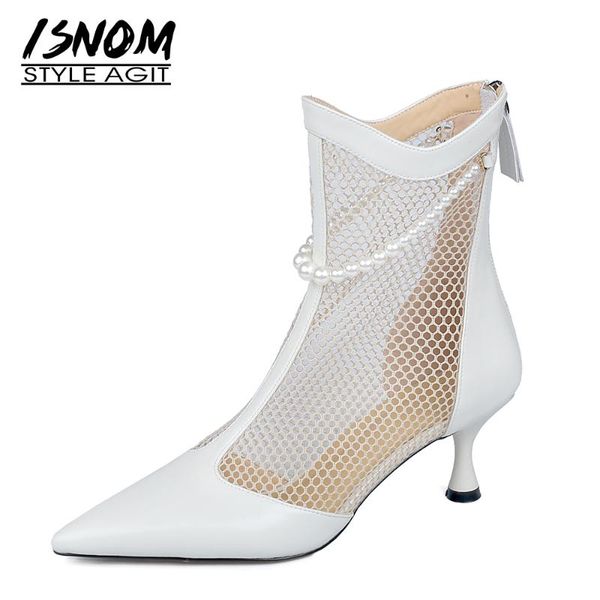 dress shoes isnom 2021 women pearl boots sandals genuine leather mesh chunky heels pointed toe zip up cozy summer, Black
dress shoes isnom 2021 women pearl boots sandals genuine leather mesh chunky heels pointed toe zip up cozy summer, Black