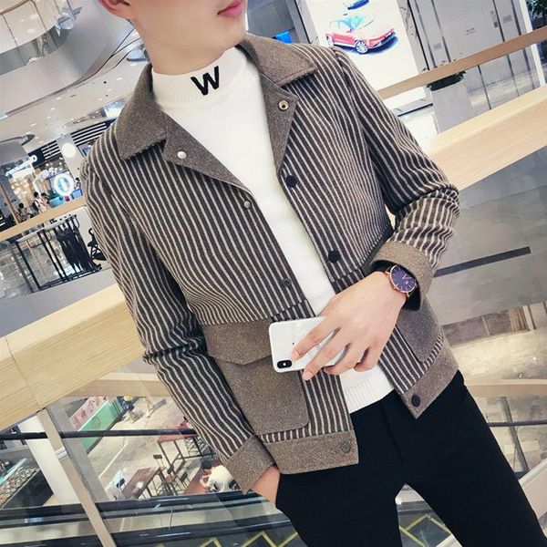 men's jackets men full sleeve short coat autumn and winter striped outwear patchwork causal style overcoats, Black;brown
men's jackets men full sleeve short coat autumn and winter striped outwear patchwork causal style overcoats, Black;brown