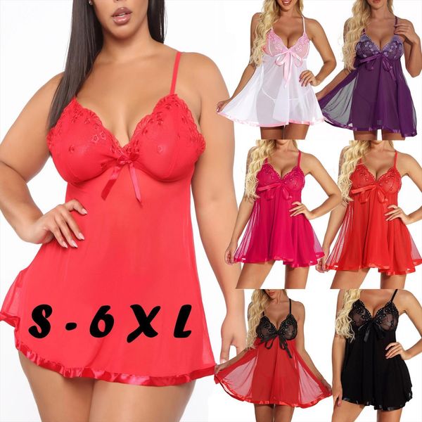 nightie lingerie dress womens sleepwears underwear lace bow night v neck sleeveless sleepwear nightgown plus size s 6xl, Black;red
nightie lingerie dress womens sleepwears underwear lace bow night v neck sleeveless sleepwear nightgown plus size s 6xl, Black;red