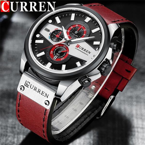wristwatches curren man wristwatch chronograph calendar sport men watch military army red genuine leather male clock 8394, Slivery;brown
wristwatches curren man wristwatch chronograph calendar sport men watch military army red genuine leather male clock 8394, Slivery;brown