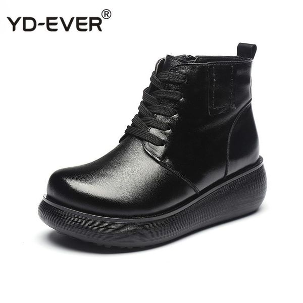 boots women snow vintage genuine leather wedges ankle for warm shoes winter plush platform botas, Black
boots women snow vintage genuine leather wedges ankle for warm shoes winter plush platform botas, Black