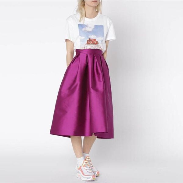 skirts pretty purple satin 2021 graceful a-line chic invisible zipper waist pleated tea length skirt for women custom, Black
skirts pretty purple satin 2021 graceful a-line chic invisible zipper waist pleated tea length skirt for women custom, Black