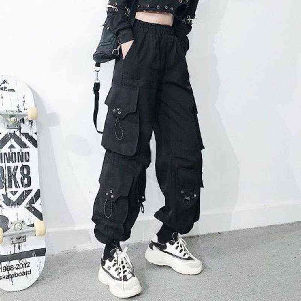 qweek gothic black cargo pants women baggy harajuku streetwear oversize punk jogging trousers for female hip hop mall goth emo 211124, Black;white
qweek gothic black cargo pants women baggy harajuku streetwear oversize punk jogging trousers for female hip hop mall goth emo 211124, Black;white