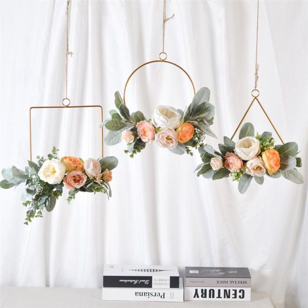 decorative flowers & wreaths cilected nordic simulation rose peony geometric wrought iron wreath wall hanging rope pendant wedding home
decorative flowers & wreaths cilected nordic simulation rose peony geometric wrought iron wreath wall hanging rope pendant wedding home