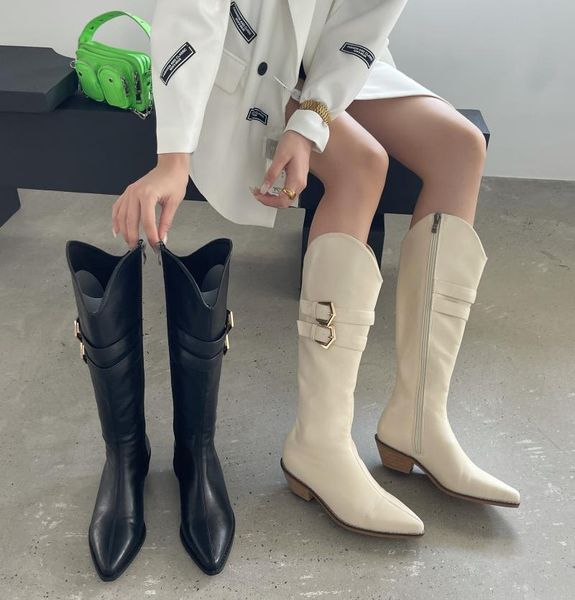 boots monmoira belt buckle wood heel western cowboy knee women 2021 side zipper pointed toe riding, Black
boots monmoira belt buckle wood heel western cowboy knee women 2021 side zipper pointed toe riding, Black