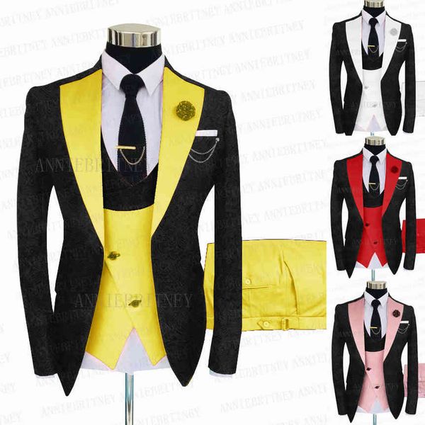 men's suits & blazers 2021 jacquard black men suit 3 pieces formal slim fit fashion blazer man groom wedding tuxedo jacket yellow, White;black
men's suits & blazers 2021 jacquard black men suit 3 pieces formal slim fit fashion blazer man groom wedding tuxedo jacket yellow, White;black