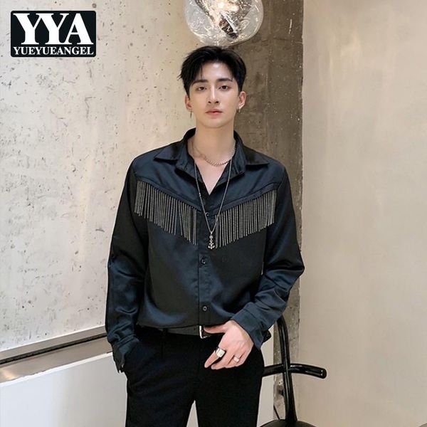 fashion men tassel satin shirts long sleeve autumn elegant runway black loose single breasted male -xl men's casual, White;black
fashion men tassel satin shirts long sleeve autumn elegant runway black loose single breasted male -xl men's casual, White;black