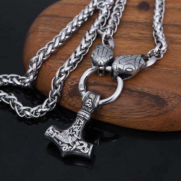 pendant necklaces mjolnir hammer snake necklace men jewelry norse viking stainless steel chain, Silver
pendant necklaces mjolnir hammer snake necklace men jewelry norse viking stainless steel chain, Silver