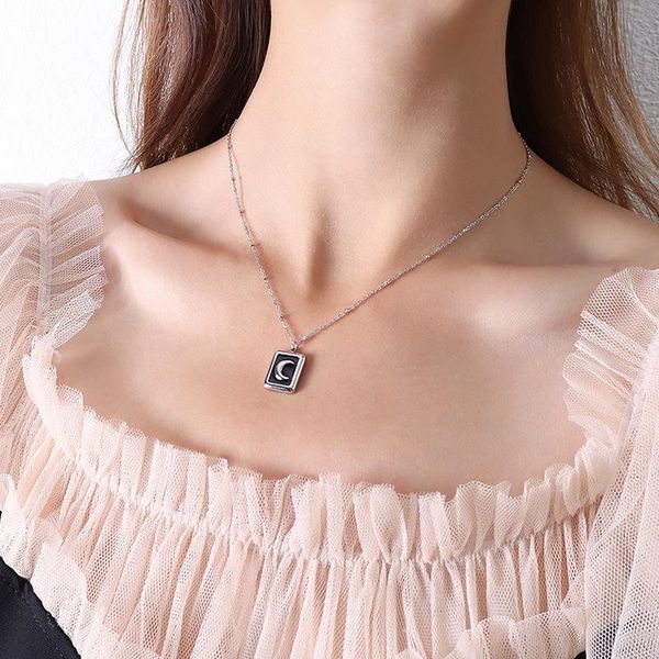 pendant necklaces fashion gold plated stainless steel black rectangle necklace woman jewelry on the neck, moon female bijoux, Silver
pendant necklaces fashion gold plated stainless steel black rectangle necklace woman jewelry on the neck, moon female bijoux, Silver
