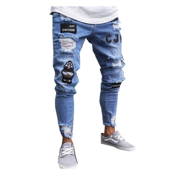 Men's Fashion Jeans Tight Embroidered Bae Slim Pencil Pants Casual Holed Leggings, Light blue
Men's Fashion Jeans Tight Embroidered Bae Slim Pencil Pants Casual Holed Leggings, Light blue