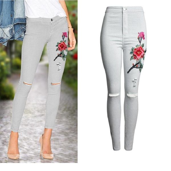 arrival summer style female fashion embroidery floral skinny high waist night club denim pencil pants women's jeans, Blue
arrival summer style female fashion embroidery floral skinny high waist night club denim pencil pants women's jeans, Blue