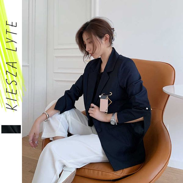 vintage black blazer with gold pin fashion slit sleeve solid casual suit jacket coat autumn women clothing 210608, White;black
vintage black blazer with gold pin fashion slit sleeve solid casual suit jacket coat autumn women clothing 210608, White;black