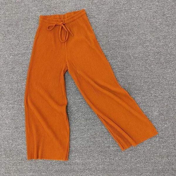 women's pants & capris spring summer with seven points pleated chiffon women female high loose waist thin leisure wide-legged long pant, Black;white