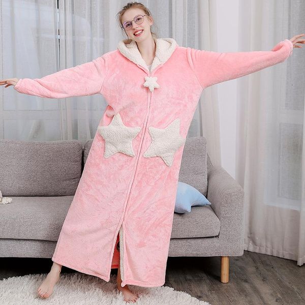 women's sleepwear cute star pattern couple flannel bathrobe male long pajamas nightgown coral fleece thickened and lengthened outer wea, Black;red
women's sleepwear cute star pattern couple flannel bathrobe male long pajamas nightgown coral fleece thickened and lengthened outer wea, Black;red