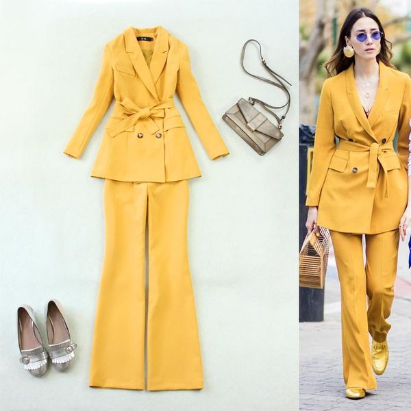large size women's spring and summer yellow lace double-breasted suit jacket + flared trousers professional ol business two piece pants, White
large size women's spring and summer yellow lace double-breasted suit jacket + flared trousers professional ol business two piece pants, White