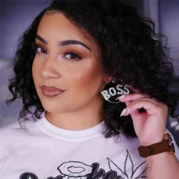 hoop & huggie boss earrings shiny rhinestone letters hanging women's fashion jewelry geogous party dress statement, Golden;silver
hoop & huggie boss earrings shiny rhinestone letters hanging women's fashion jewelry geogous party dress statement, Golden;silver