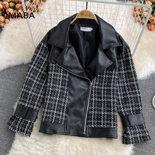 women's jackets jacket women 2021 turn down collar long sleeve tweed pu patchwork fashion coat korean harajuku moto, Black;brown
women's jackets jacket women 2021 turn down collar long sleeve tweed pu patchwork fashion coat korean harajuku moto, Black;brown