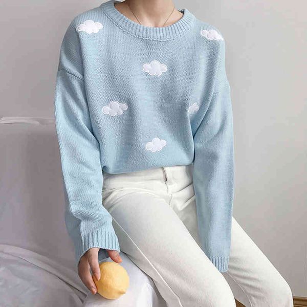cute clouds korean style 2021 womens sweater kawaii loose thick harajuku clothing for women long sleeve vintage knitted sweater, White;black
cute clouds korean style 2021 womens sweater kawaii loose thick harajuku clothing for women long sleeve vintage knitted sweater, White;black