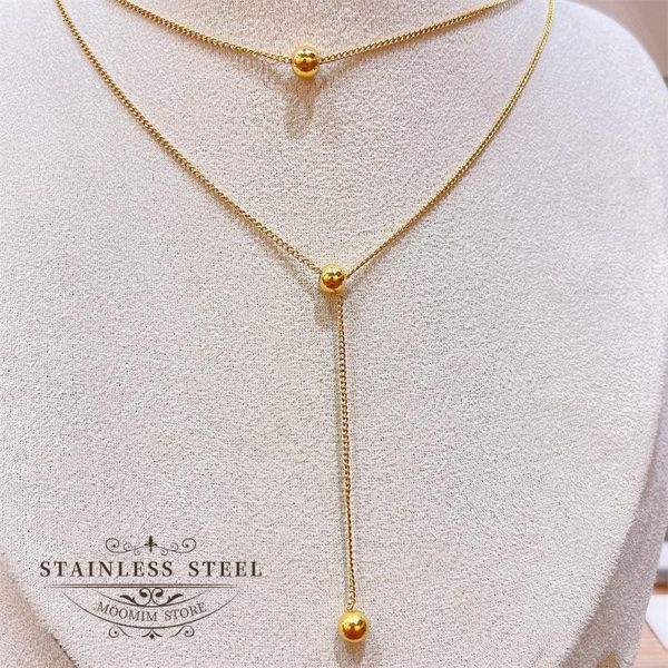 chains korean sytle double layer necklace thin chain steel balls pendant titanium minimalist classic choker women jewelry, Silver
chains korean sytle double layer necklace thin chain steel balls pendant titanium minimalist classic choker women jewelry, Silver
