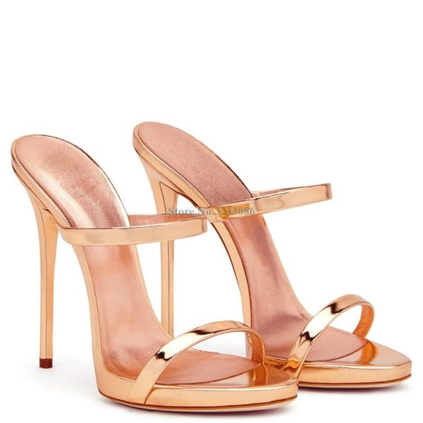 open toe narrow band thin high heel sandals champagne gold patent leather stiletto elegant slip on back sandal, Black
open toe narrow band thin high heel sandals champagne gold patent leather stiletto elegant slip on back sandal, Black