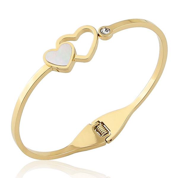bangle stainless steel jewelry crystal shell hollow heart bracelets opening for women's love gifts wholesale, Black
bangle stainless steel jewelry crystal shell hollow heart bracelets opening for women's love gifts wholesale, Black