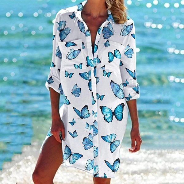 casual dresses butterfly printed mini dress women summer beach sundress high street long sleeve pocket shirt boho, Black;gray
casual dresses butterfly printed mini dress women summer beach sundress high street long sleeve pocket shirt boho, Black;gray