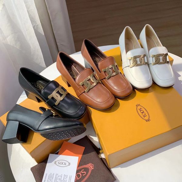 luxury shoes 21 autumn women's british style old metal buckle potato silk medium heel lefu casual one foot single sho, Black