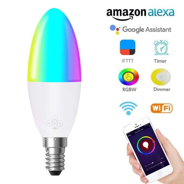 bulbs smart wifi candle bulb e14/e27 rgb support alexa/google home/iftsmart speaker voice control 5w led lights decoration
bulbs smart wifi candle bulb e14/e27 rgb support alexa/google home/iftsmart speaker voice control 5w led lights decoration