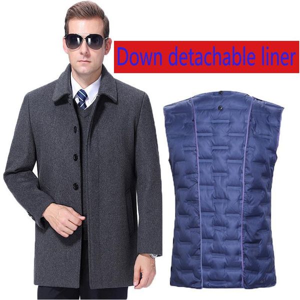 men's wool & blends arrival fashion luxuty down detachable liner woolen overcoat thickened coat mens plus size m l 2xl 3xl 4, Black
men's wool & blends arrival fashion luxuty down detachable liner woolen overcoat thickened coat mens plus size m l 2xl 3xl 4, Black