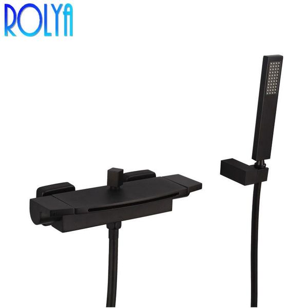 black wall mounted waterfall bath shower mixer & kit solid brass construction square style bathtub faucet bathroom sets
black wall mounted waterfall bath shower mixer & kit solid brass construction square style bathtub faucet bathroom sets